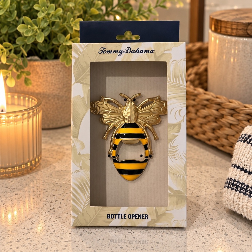 Tommy Bahama Bumble Bee Bottle Opener Gold Tone Enamel Bar Tool New In Box